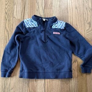 Vineyard Vines Kids Navy Sweatshirt with Blue Plaid Details